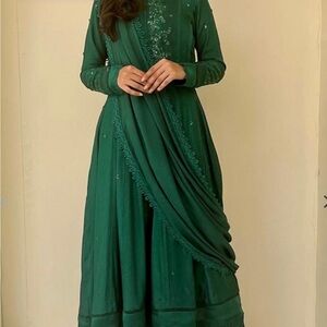Mubashira Usman Elegant Green Women's Pakistani  Dress